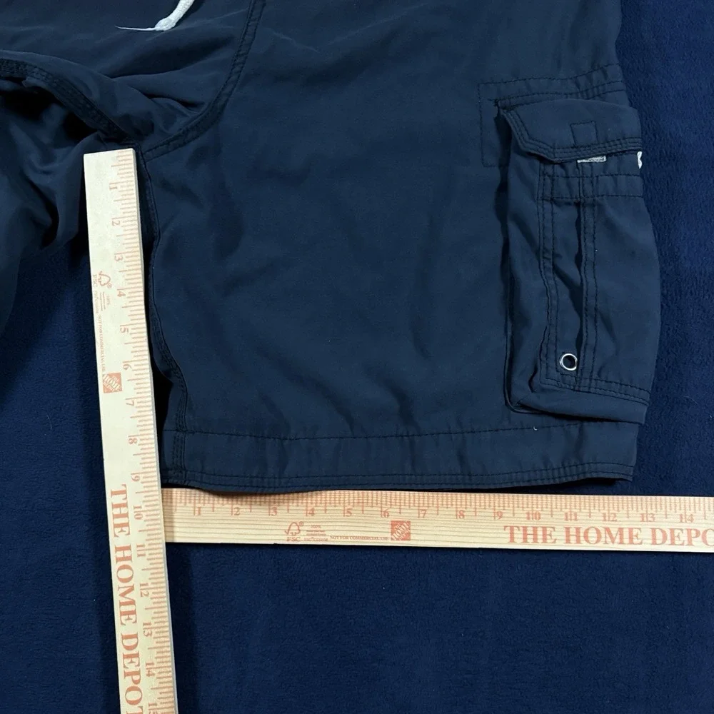 VTG Y2K Hollister Mens L Cargo Board Shorts Navy Blue Swim Trunks Baggy Surf